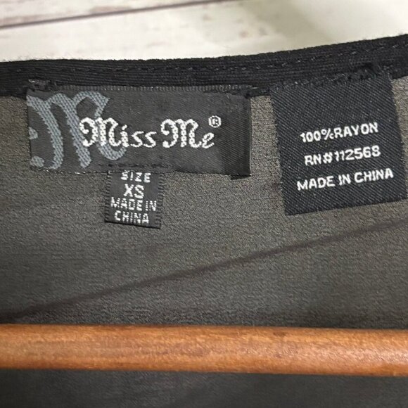 Miss Me Cocktail Hour Top Blk Gld Blue Sequins XS - Picture 3 of 7